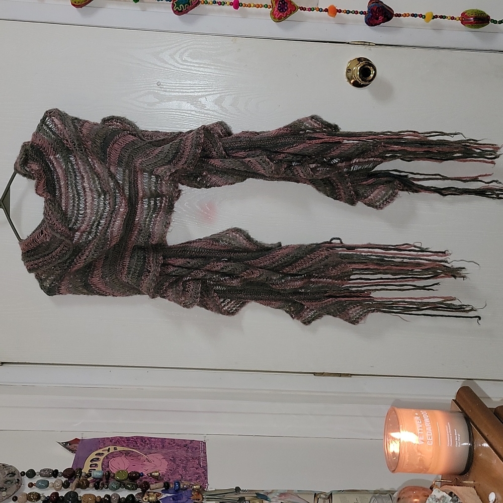 Pink and gray scarf